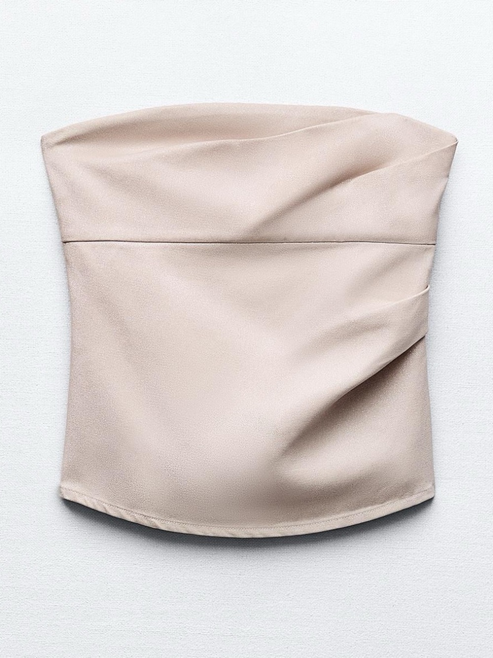 Zara Strapless Shiny Beige Top